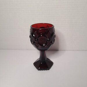 Vintage Avon Ruby Red Glass Goblet Cape Cod Victorian 4.5in Tall